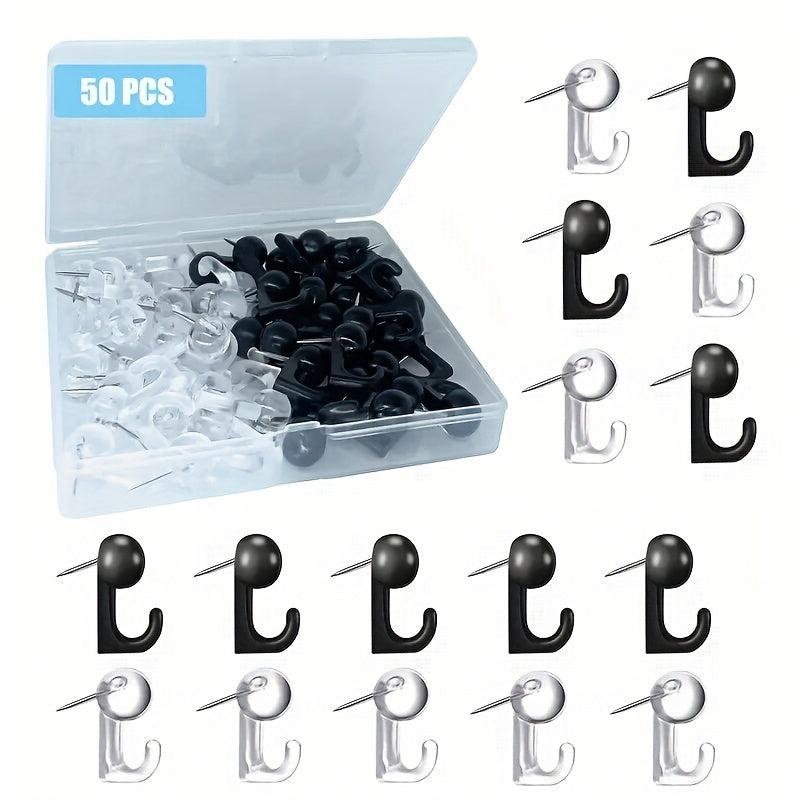 50pcs Push Pin Hooks Plastic Heads Cork Board Hooks Decorative Thumb Tacks Hook