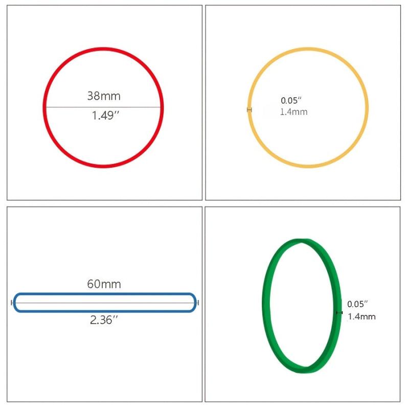 200pcs Rubber Bands 38mm 1.4mm Multiple Colors Office School Supplies