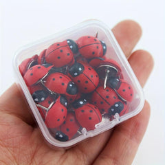 40pcs Wooden Ladybug Shaped Thumbtacks for Bulletin Board, Office Supplies