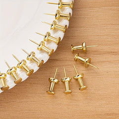 100pcs Golden Push Pins Standard Plastic Golden Thumb Tacks For Bulletin Board