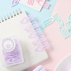20pcs Macaron Boat Type Paper Clip Small Fresh Creative Box Size Pin Metal