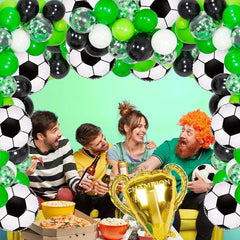 Soccer Party Balloon Garland Arch Kit with Soccer Mylar Foil Balloons