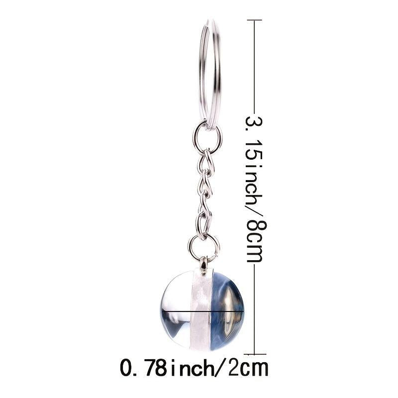 Luminous Flower Keyring Glass Ball Pendant Jewelry Gift For Women Key Chain
