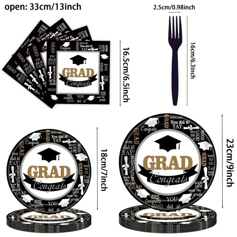 Graduation Party Tableware Disposable Plate Tissue Fork Set