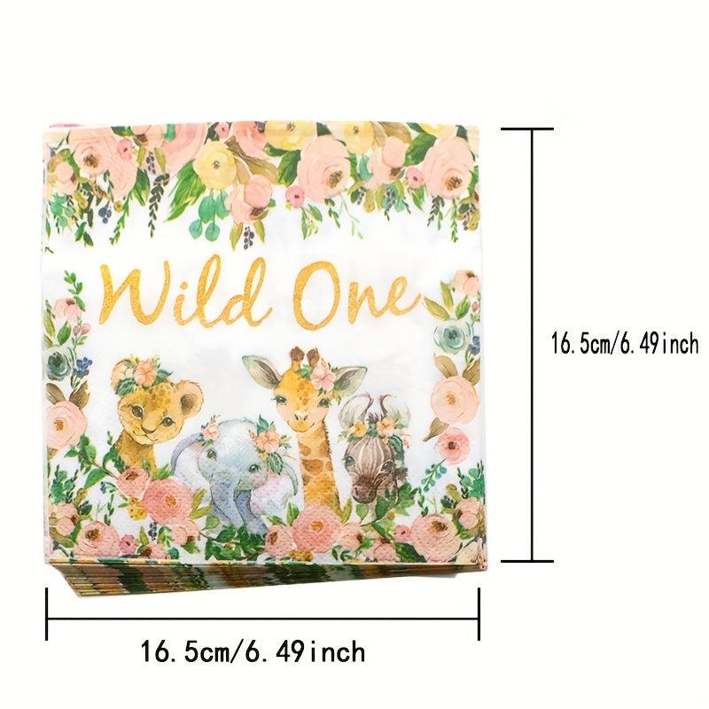 Girl Wild One Birthday Party Supplies - Plates & Napkin Set