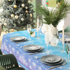 Plastic Snowflake Xmas Table Cover, Christmas Party Tablecloth Decorations