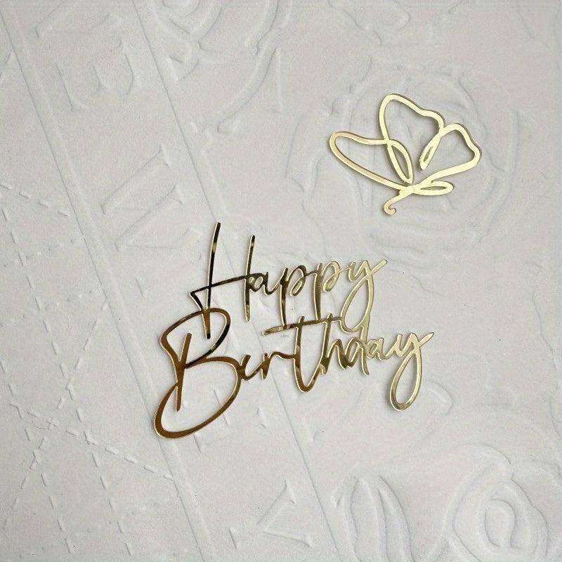 Happy Birthday Cake Side Acrylic Decoration Butterfly Cake Decoration