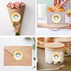 500pcs Hot Rainbow Thank You Stickers for Crafts and Packaging
