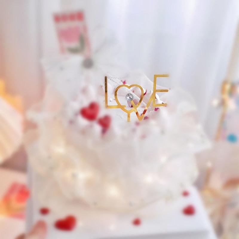 Tanabata Cake Topper with Diamond LOVE Acrylic Insert