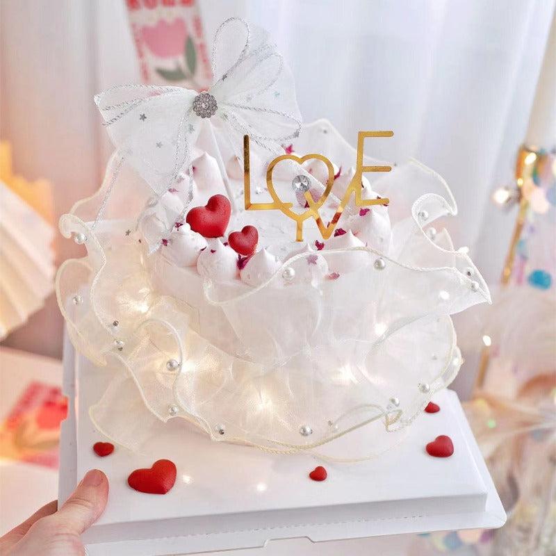 Tanabata Cake Topper with Diamond LOVE Acrylic Insert