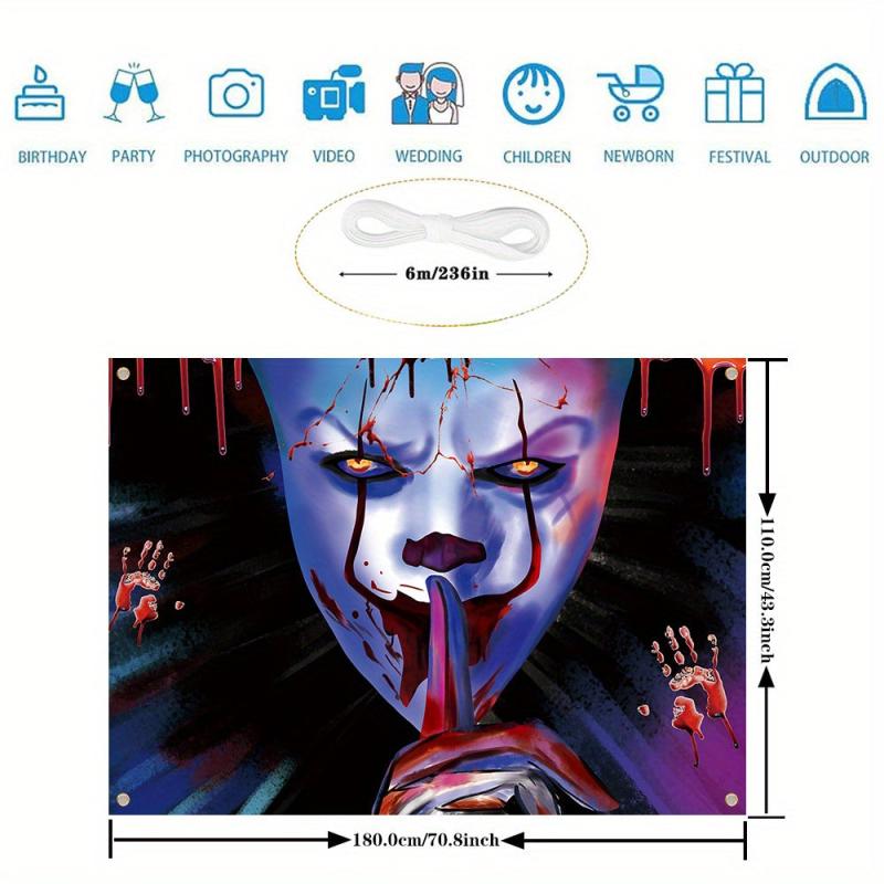 Halloween Horror Clown Backdrop Cloth Banner