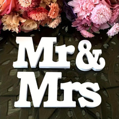 Wooden Mr and Mrs Signs Wedding Set for Table Top and Wall Decoration