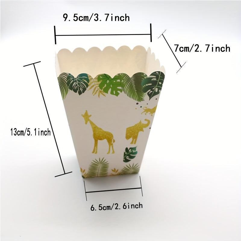 18pcs Jungle Safari Birthday Popcorn Boxes Animal Treat Containers