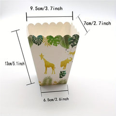 18pcs Jungle Safari Birthday Popcorn Boxes Animal Treat Containers