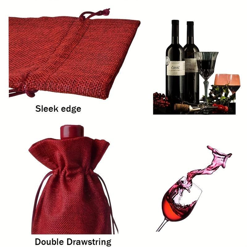 Burlap Wine Bag Red Wine Goods Olive Display Gift Bundle Pocket