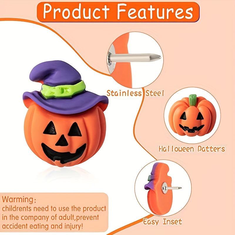 Halloween Theme Push Pins Pumpkin Cat Ghost Metal Decorative Pins 32pcs