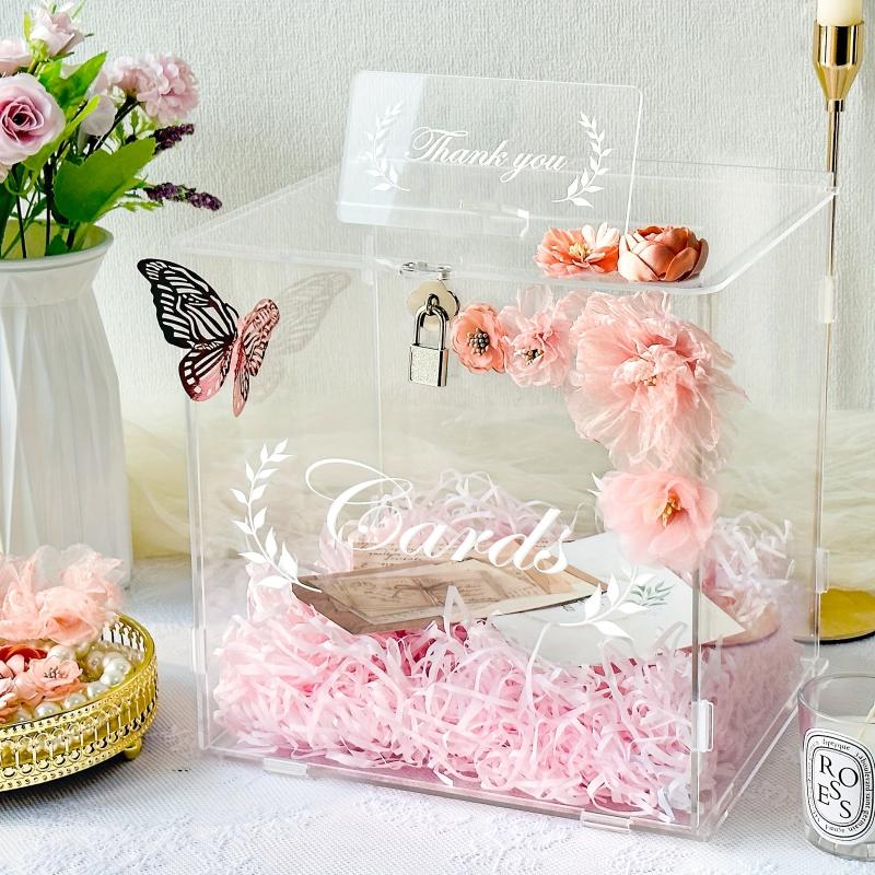 Clear Wedding Card Box with Lock - Rustic Decorations and Gift Card Holder
