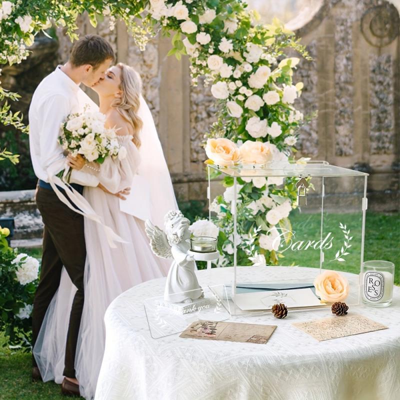 Clear Wedding Card Box with Lock - Rustic Decorations and Gift Card Holder