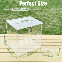 Clear Wedding Card Box with Lock - Rustic Decorations and Gift Card Holder