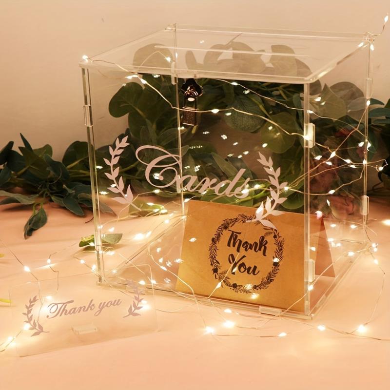 Clear Wedding Card Box with Lock - Rustic Decorations and Gift Card Holder
