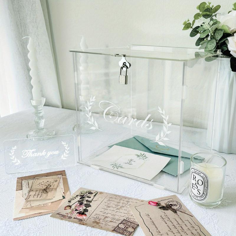 Clear Wedding Card Box with Lock - Rustic Decorations and Gift Card Holder