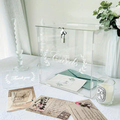 Clear Wedding Card Box with Lock - Rustic Decorations and Gift Card Holder