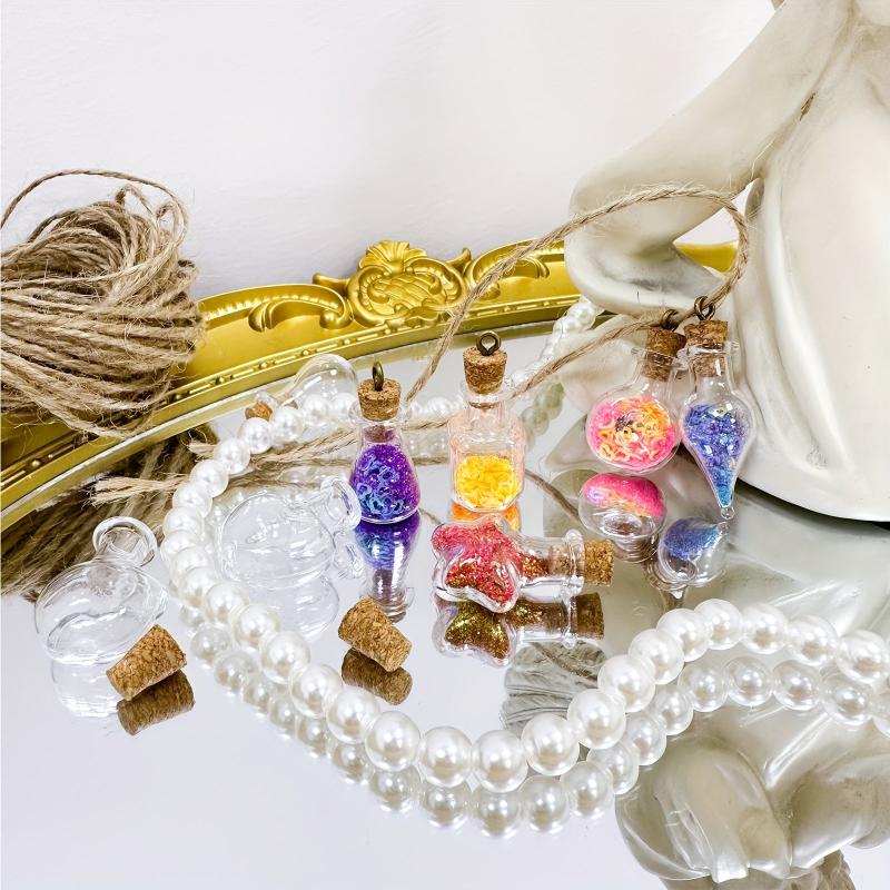50pcs 10 Shapes Clear Glass Jars with Cork Stoppers Tiny Wishing Bottles