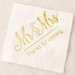 20pcs Mr And Mrs Wedding Napkins - Cocktail Beverage Dessert Napkins