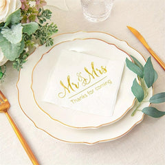 20pcs Mr And Mrs Wedding Napkins - Cocktail Beverage Dessert Napkins