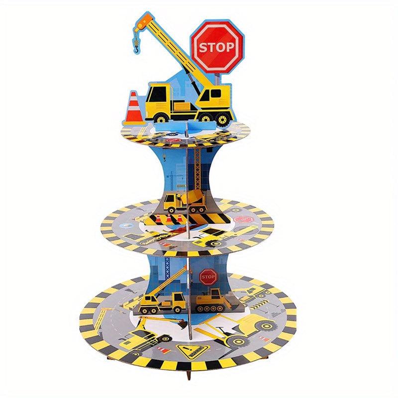 3 Tier Racing Car Cupcake Stand Construction Dessert Tower