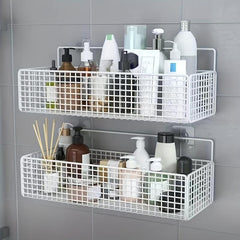Wall Mounted Storage Rack with Basket for Bathroom Accessories