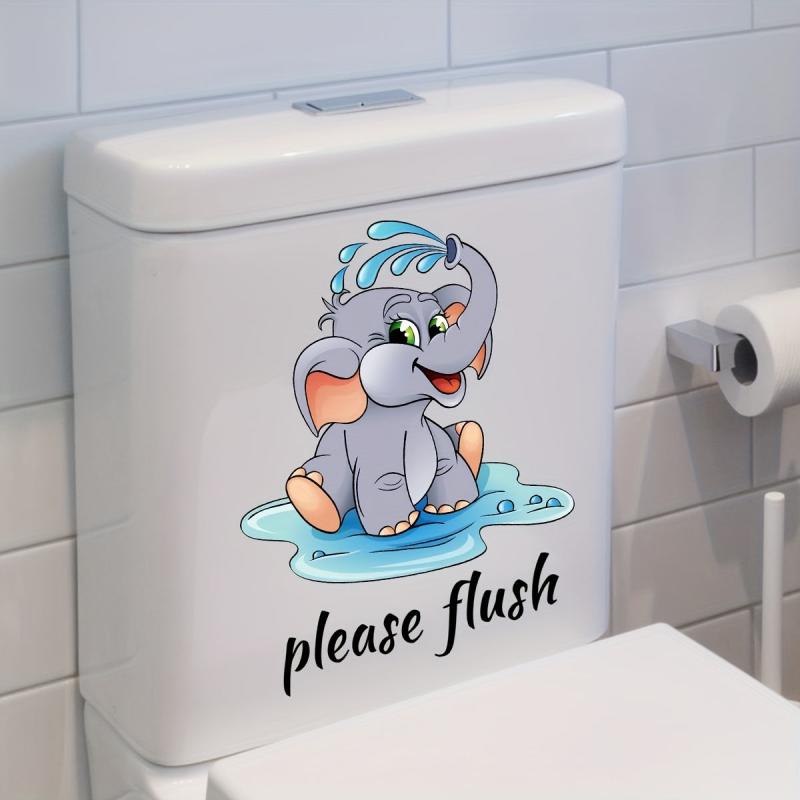 Elephant Pattern Toilet Lid Decal Adhesive Wall Sticker Bathroom Decor