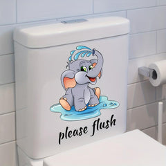 Elephant Pattern Toilet Lid Decal Adhesive Wall Sticker Bathroom Decor