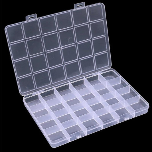 Transparent Plastic Storage Box 24 Grids Jewelry Splitter Container