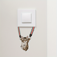 Cat Pattern Switch Outlet Wall Sticker Self-adhesive Home Decor