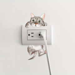 Cat Pattern Switch Outlet Wall Sticker Self-adhesive Home Decor