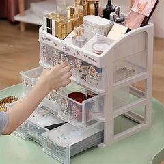 3-Layer Cosmetics Storage Rack with Drawer Makeup Organizer Home Essential
