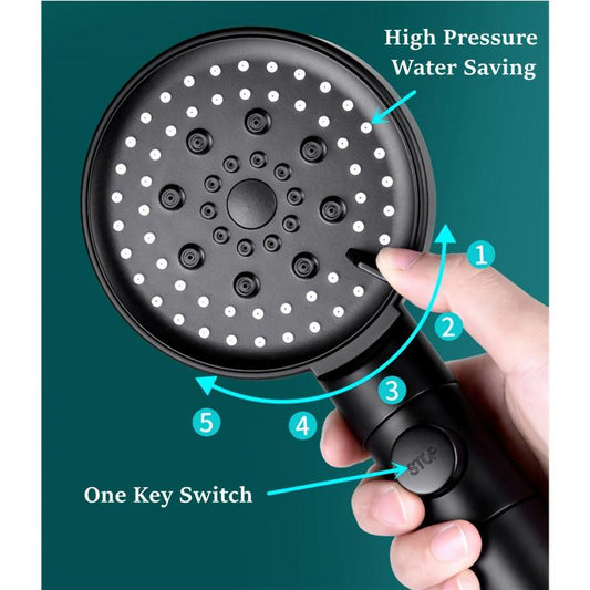 Filtered Handheld Shower Head 5 Spray Mode High Pressure