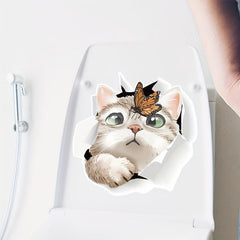 Cat Toilet Sticker Cartoon Decals for Bathroom Self Adhesive Fun Decor
