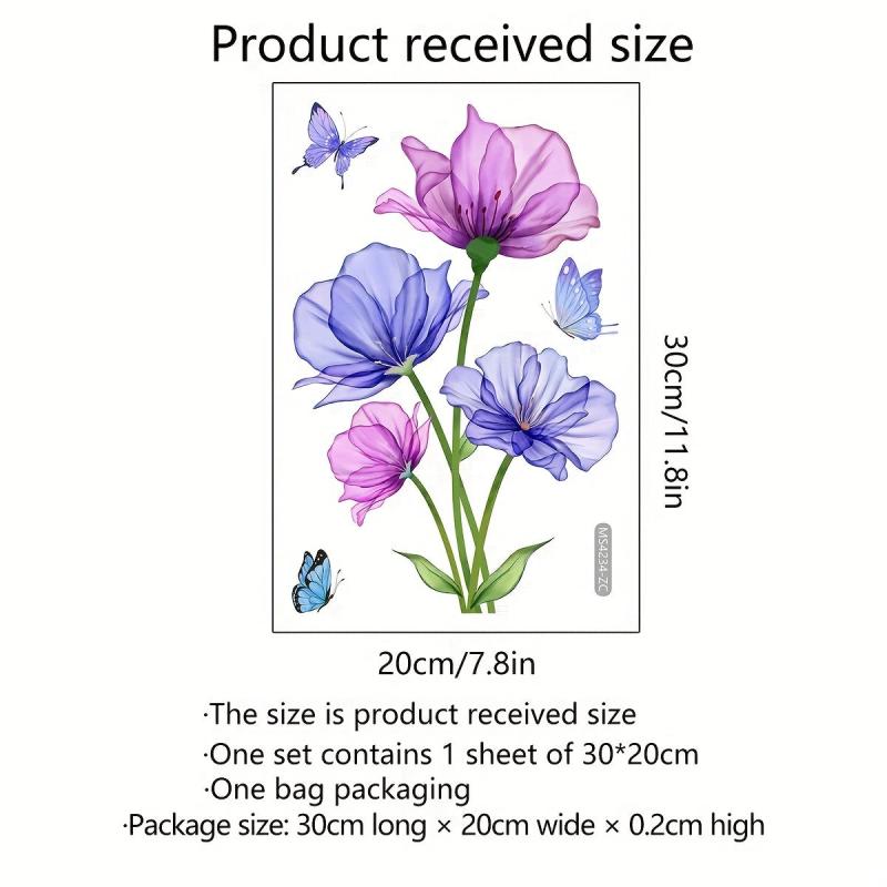 Flower Pattern Toilet Lid Decal Self Adhesive Sticker Bathroom Decor