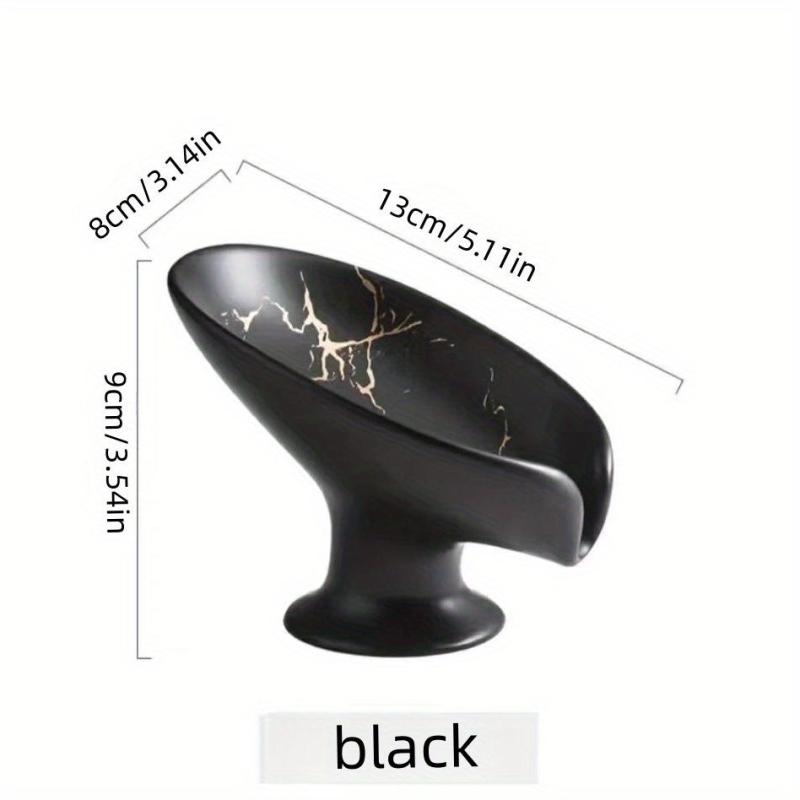 Ceramic Self Draining Soap Dish Marble Pattern Soap Box Holder