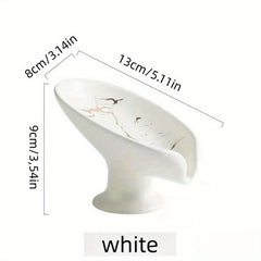 Ceramic Self Draining Soap Dish Marble Pattern Soap Box Holder