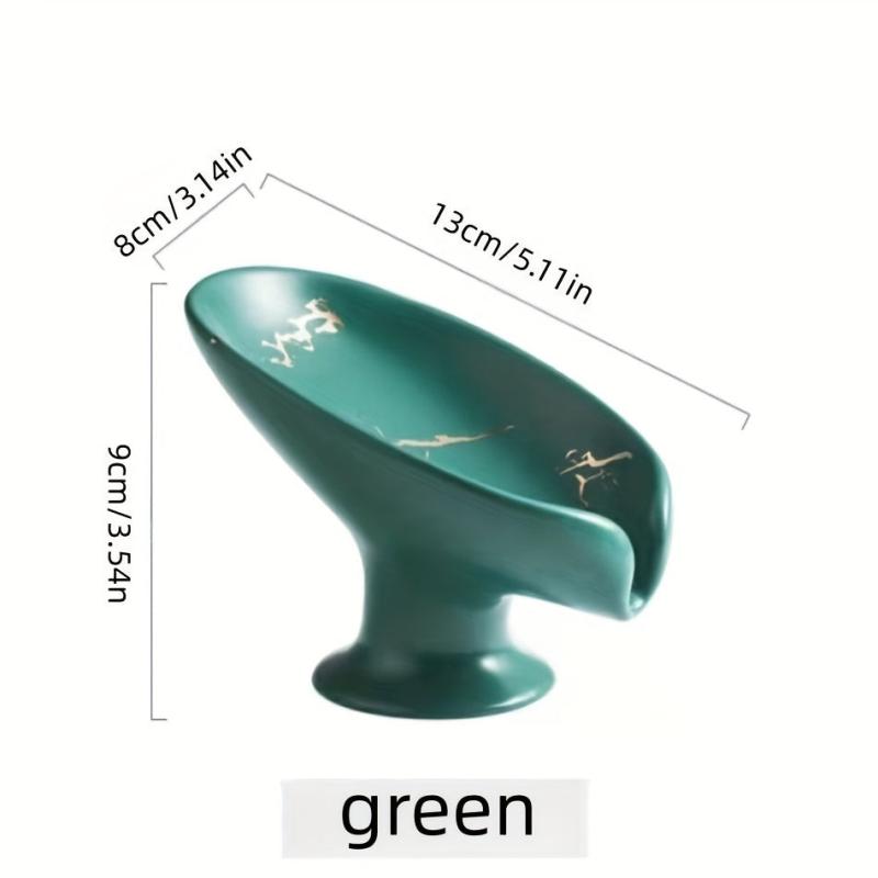 Ceramic Self Draining Soap Dish Marble Pattern Soap Box Holder