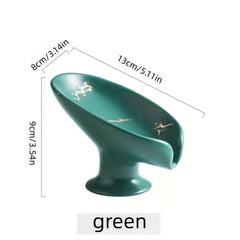 Ceramic Self Draining Soap Dish Marble Pattern Soap Box Holder