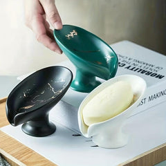 Ceramic Self Draining Soap Dish Marble Pattern Soap Box Holder