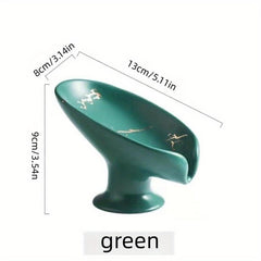 Ceramic Self Draining Soap Dish Marble Pattern Soap Box Holder
