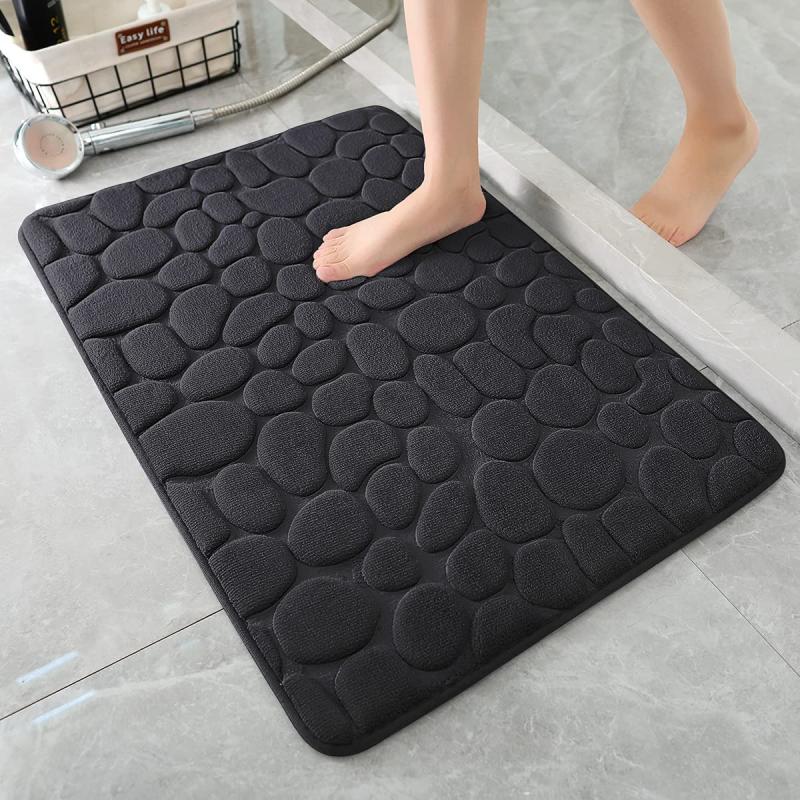 Memory Foam Bath Mat Cobblestone Bathroom Rugs Water Absorbent Bath Mats
