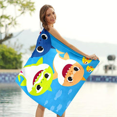 Shark Pattern Beach Towel Microfiber Absorbent Blanket