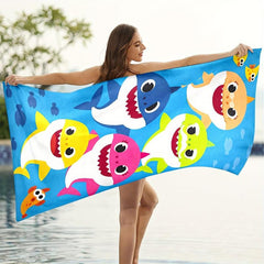 Shark Pattern Beach Towel Microfiber Absorbent Blanket