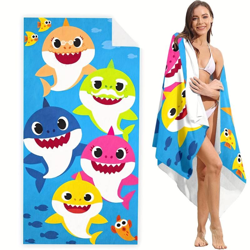 Shark Pattern Beach Towel Microfiber Absorbent Blanket